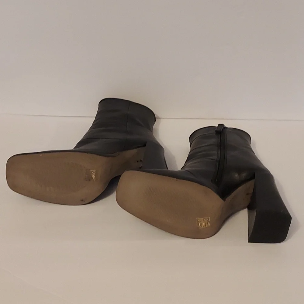 Topshop Black Leather Booties Ankle Boots Size 38 Size 7